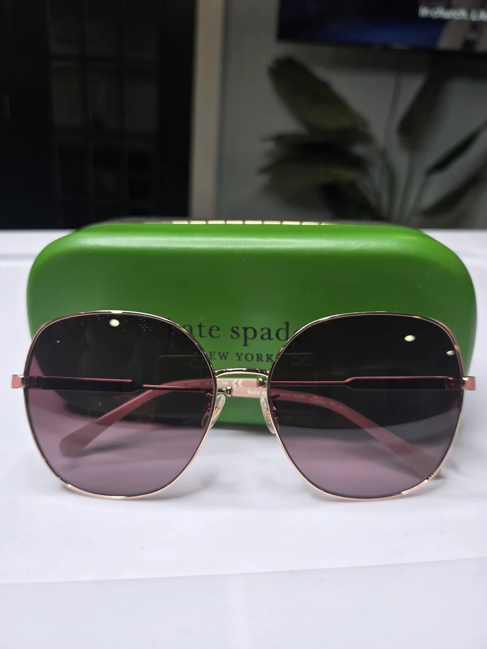 kate spade Rose Gold Frame Sunglasses with Pink Gradient Lenses